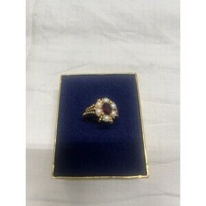 Vintage Avon Roseglow Ruby Red Crystal Ring Size 6